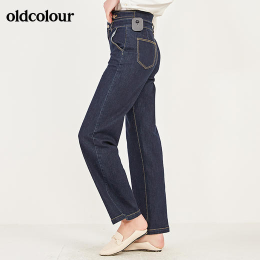 oldcolour春季新款高腰气质显腿长休闲深色牛仔长裤女N11113126 商品图3