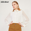 oldcolour春季新款纯色简约气质领结设计长袖衬衫女N11013134 商品缩略图0