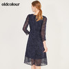 oldcolour春季女人气质抽绳修身收腰V领中长款连衣裙N12103273 商品缩略图2