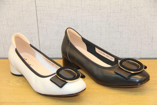 豪行春款20167866高跟女鞋黑色粗跟职业工装鞋圆头单鞋矮跟工装鞋 专柜正品 跟高3CM 商品图4