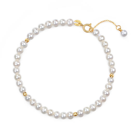 WPSKU444122 六福珠宝18K金不变色淡水珍珠手链女 总重7.1克 商品图1