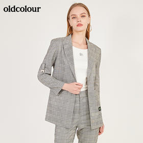 oldcolour春季修身气质通勤休闲格子小西装女N12048202