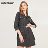 oldcolour春季休闲七分袖设计感单排扣工装连衣裙N12103204 商品缩略图0