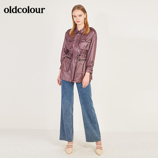 oldcolour春季光面运动防晒服防水大口袋中长款外套女N12047208 商品图2
