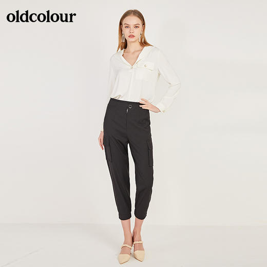 oldcolour春季新款丝光面料睡衣款舒适长袖套头衬衫女N11013152 商品图4