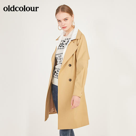 oldcolour春季新款简约气质挺括中长款基础款风衣外套女N11047132 商品图1