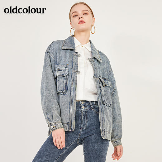 oldcolour春季新款宽松中国风盘扣帅气牛仔外套女N11040120 商品图4