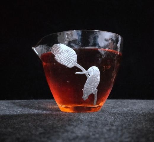 华艺银坊 荷塘月色八件套 家用茶杯 会客茶杯 人工无铅玻璃杯 商品图3