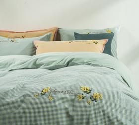 豆蔻蓝/红/灰纯棉色织水洗四件套