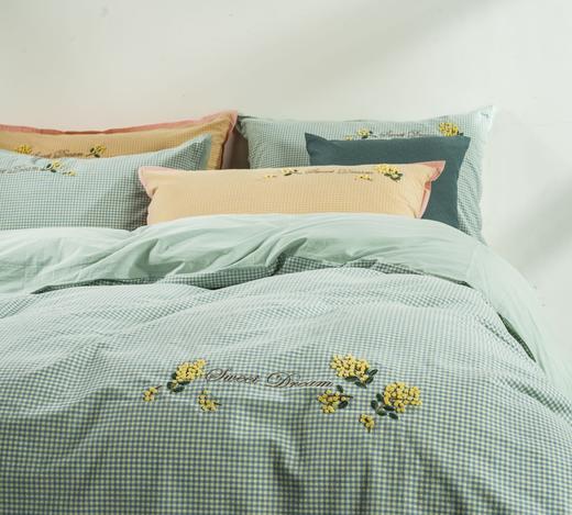 豆蔻蓝/红/灰纯棉色织水洗四件套 商品图0