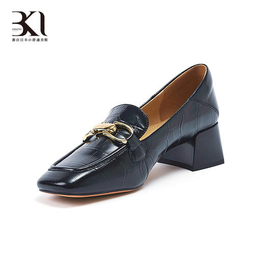 BAKERLOO英伦复古女鞋方跟圆头金属圆扣深口单鞋羊油皮休闲乐福鞋 商品图6