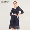 oldcolour春季女人气质抽绳修身收腰V领中长款连衣裙N12103273 商品缩略图3