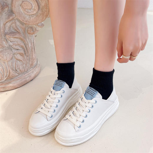 头层牛皮小白鞋春季新款厚底两穿百搭透气鞋  MB8899 商品图2