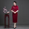 BJ-22135喜婆婆婚宴连衣裙年轻洋气高贵醋酸缎镶钻旗袍 商品缩略图4