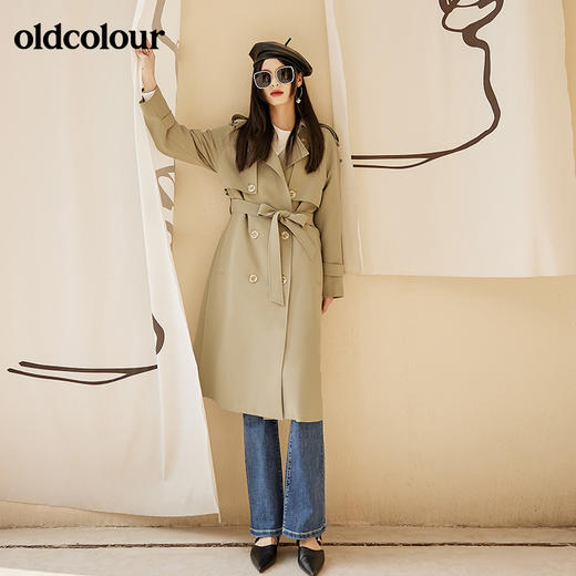 oldcolour春季新款灰绿色风衣女BO11047064B 商品图5