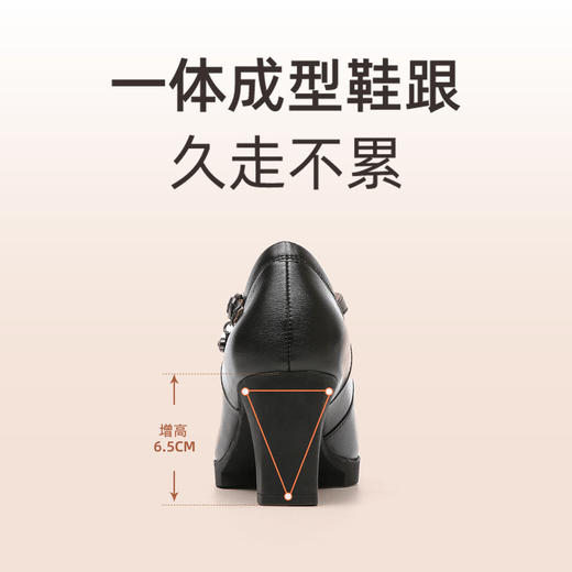 信诺真皮模特走秀高跟鞋2022新款春季粗跟中跟不累脚浅口工作单鞋22C3153-11 商品图3