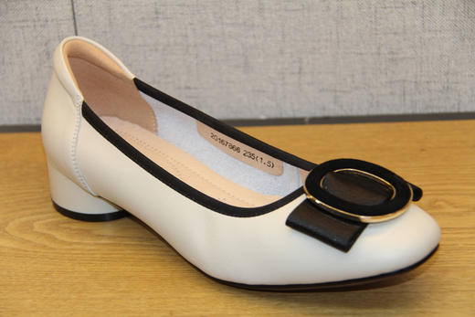 豪行春款20167866高跟女鞋黑色粗跟职业工装鞋圆头单鞋矮跟工装鞋 专柜正品 跟高3CM 商品图0