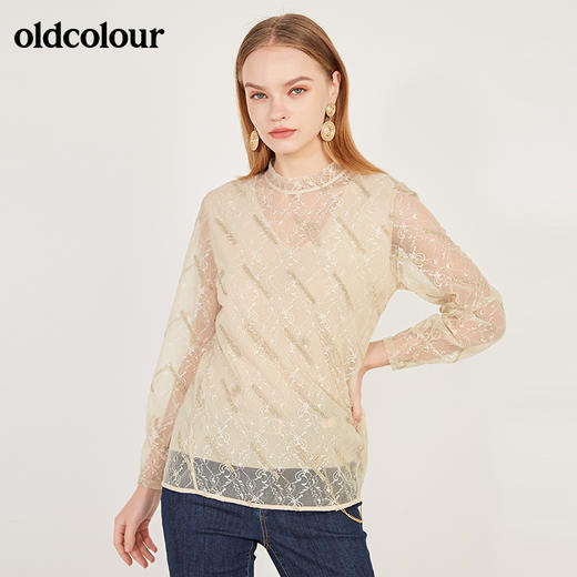 oldcolour春季新款百搭内搭蕾丝气质长袖套头衫女N11013127 商品图2