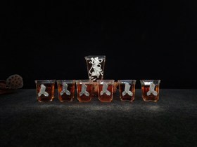 华艺银坊 飞天八件套 家用茶具客用茶具 人工无铅玻璃杯 纯银990