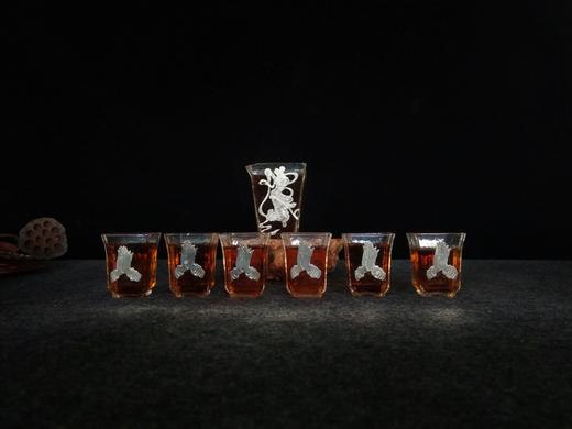 华艺银坊 飞天八件套 家用茶具客用茶具 人工无铅玻璃杯 纯银990 商品图0