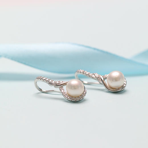 美裕 【露珠】银925银淡水珍珠耳钩6-7mm白105000 商品图2
