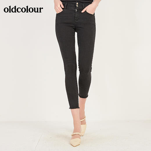 oldcolour春季修身气质纯色基础款水洗牛仔裤女N12113262 商品图4