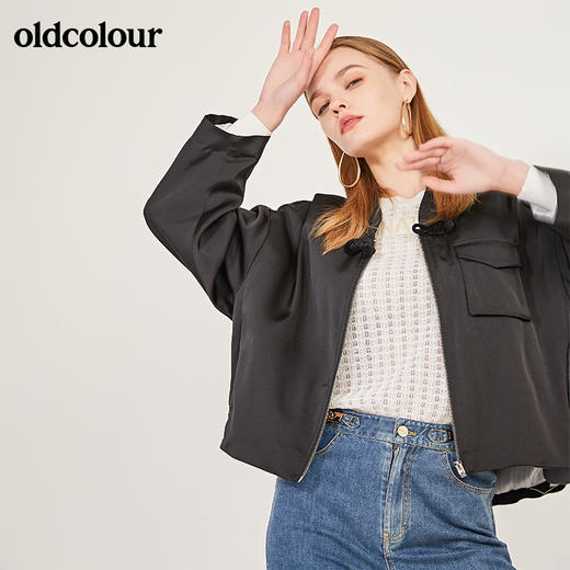 oldcolour春季中国风盘扣拉链设计感短款休闲小外套女N12041270 商品图0