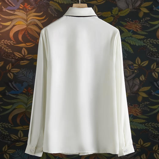 XZ GD-20092022春夏女装时尚职业装工服珠宝店金店酒店美容院上衣长袖黑衬衫 商品图2