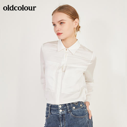 oldcolour春季新款简约百搭纯色气质设计感长袖衬衫女N11013173 商品图4