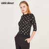 oldcolour春季圆领七分袖休闲短款含羊毛套头针织衫女N12052242 商品缩略图2