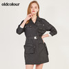 oldcolour春季休闲七分袖设计感单排扣工装连衣裙N12103204 商品缩略图3
