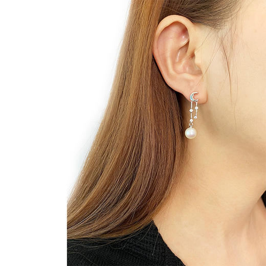 美裕  【月珑纱】银925淡水珍珠耳钉8-9mm白 104968 商品图3