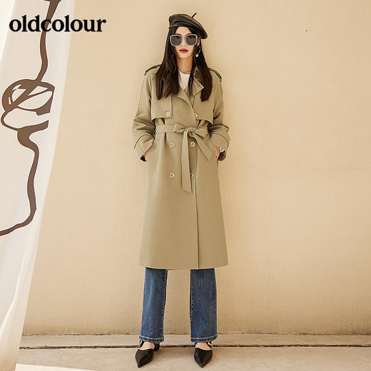 oldcolour春季新款灰绿色风衣女BO11047064B 商品图4