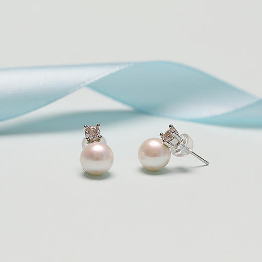美裕 【永恒】银925淡水珍珠耳钉7.5-8mm白 104986 商品图2
