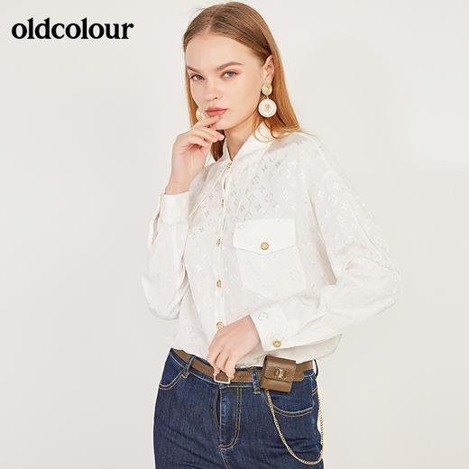 oldcolour春季新款大牌印花简约气质休闲长袖衬衫女N11013112 商品图0