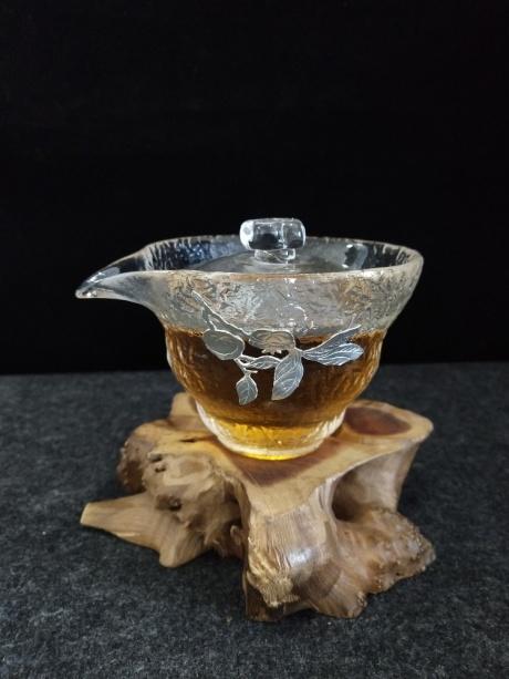 华艺银坊 诸事大吉四件套 家用茶具客用茶具 水晶玻璃杯 加纯银990 商品图2