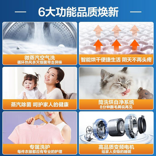 海尔洗烘一体洗衣机 智能全自动 10KG大容量滚筒 微蒸空气洗 智能柔烘洗护XQG100-HB106C 商品图1