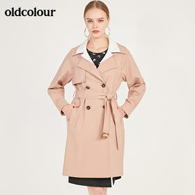 oldcolour春季新款简约气质挺括中长款基础款风衣外套女N11047132