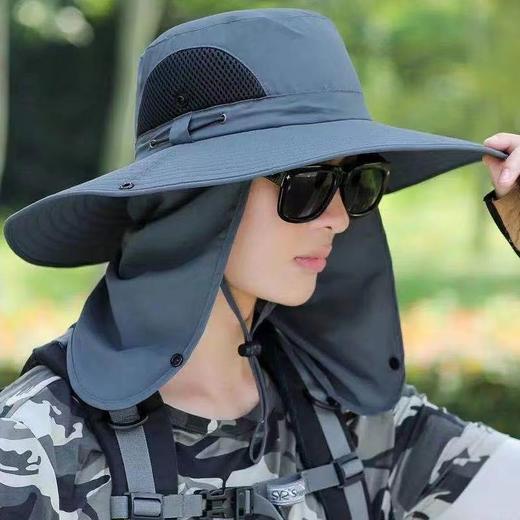 帽子男防晒帽钓鱼帽渔夫帽全面防晒防水遮脸夏季太阳帽登山帽 商品图4