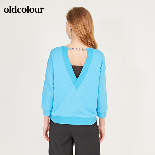 oldcolour春季新品圆领时尚纯色设计感中袖T恤女N13022348 商品图4