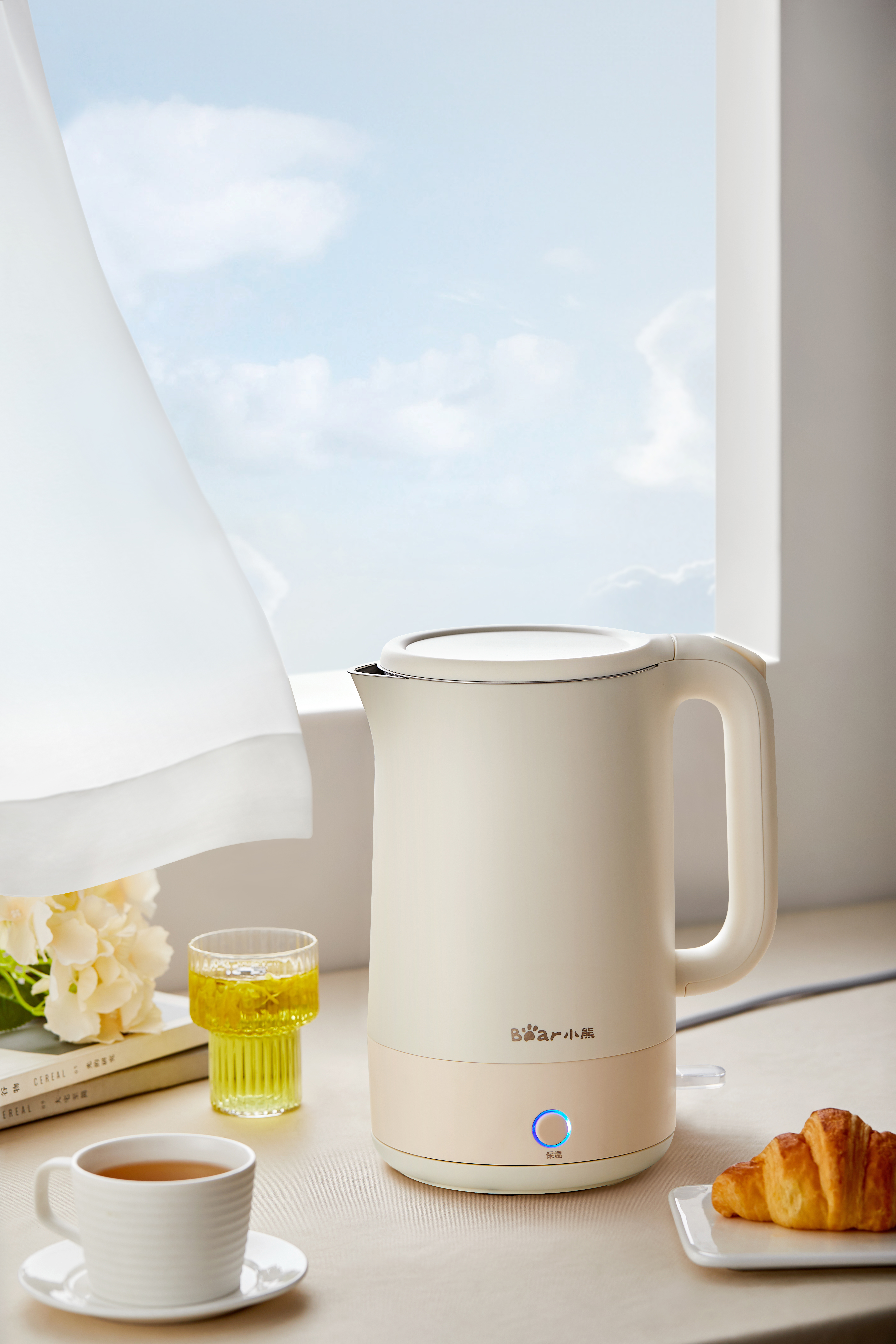 【小程序】小熊电热水壶烧水壶电热自动家用煲开水壶小型宿舍电水壶泡茶专用 ZDH-Q17H5 米白色