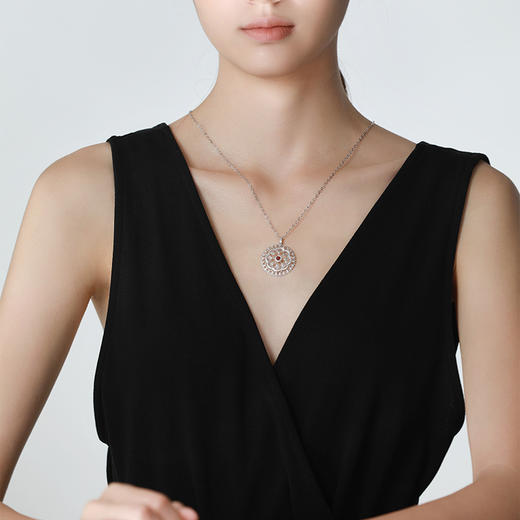 【谜语】JULEE JULEE茱俪珠宝  18K白金红宝石钻石吊坠项链 商品图3