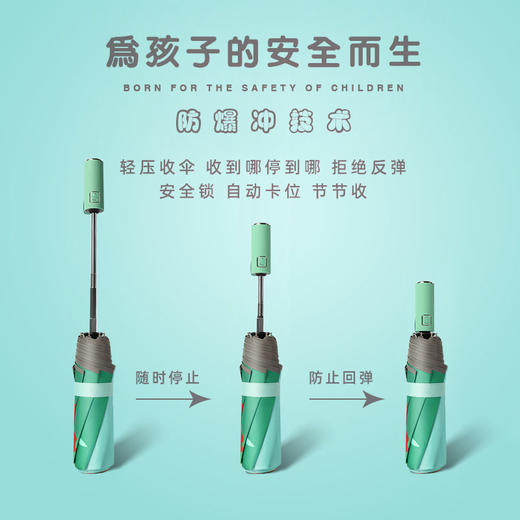 【安全防回弹 宝宝贴心好伙伴】创意防回弹儿童雨伞安全节节收自动儿童伞卡通恐龙学生太阳伞 商品图1