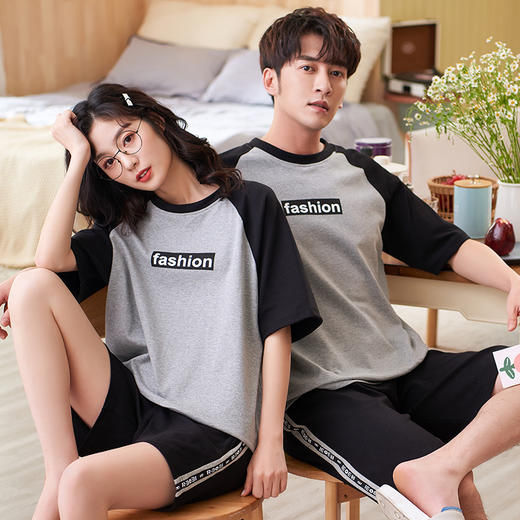 BABY YEON 2022夏季情侣睡衣简约舒适纯棉连衣睡裙夫妻居家可外穿家居服 商品图3