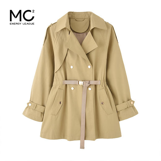 MC2短款风衣女2023年春季新款时尚气质收腰百搭翻领休闲宽松外套 商品图3