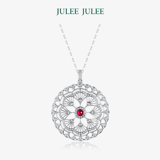 【谜语】JULEE JULEE茱俪珠宝  18K白金红宝石钻石吊坠项链 商品图0