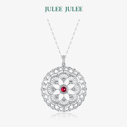 【谜语】JULEE JULEE茱俪珠宝  18K白金红宝石钻石吊坠项链