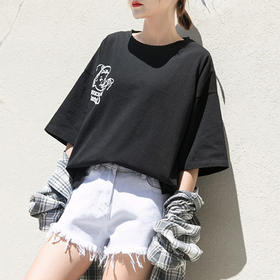 韩版欧洲T恤2022夏季韩版新款印花t恤女短袖宽松韩版学生半袖上衣ins潮