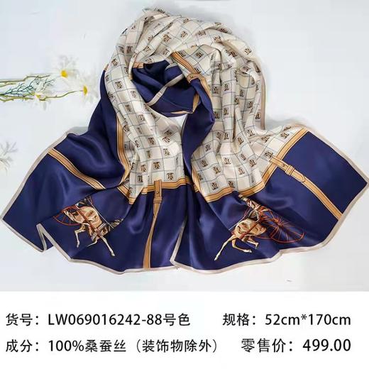 兰诗雨春季欧美风马车款真丝丝巾 商品图1