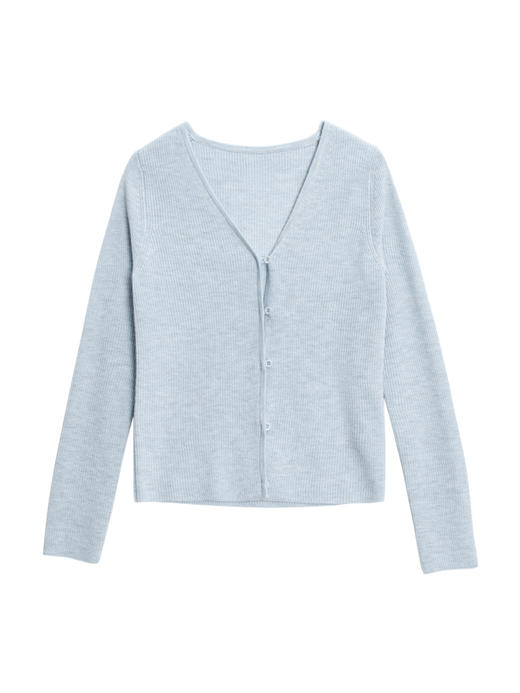 2022新款羊绒混纺12针双股V领绊扣开衫 商品图4